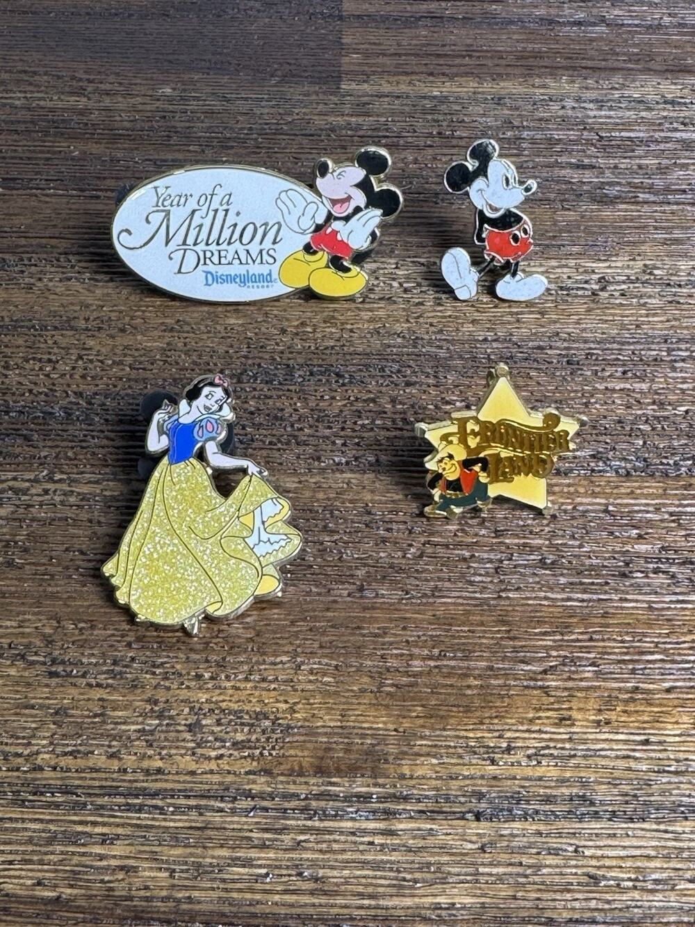 Disney Pin Lot Mickey Snow White Pete Year Million Dreams 2008 2007 4pc Set